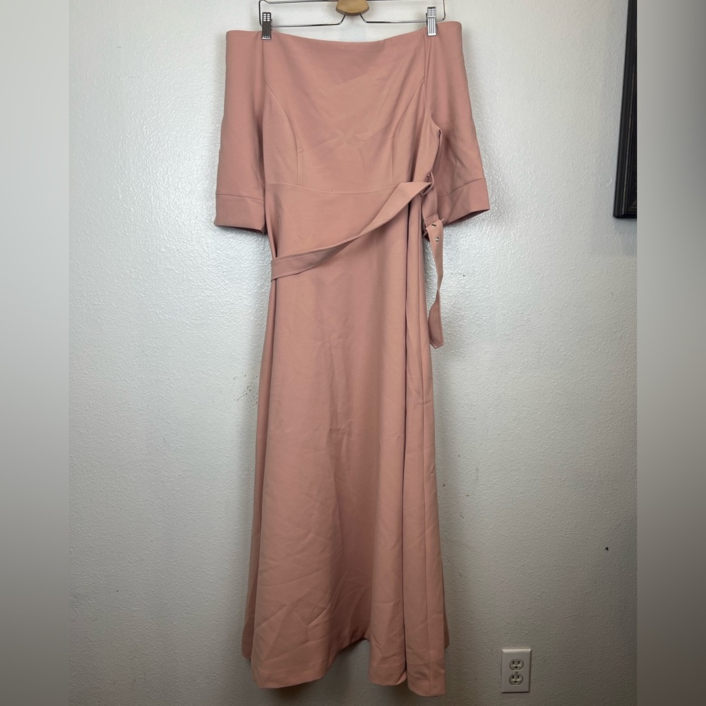 Fehaute Rose Classic Off The Shoulder Half Sleeve A Line Maxi Dress US 8